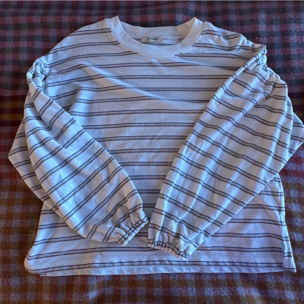 Striped White and Black Top